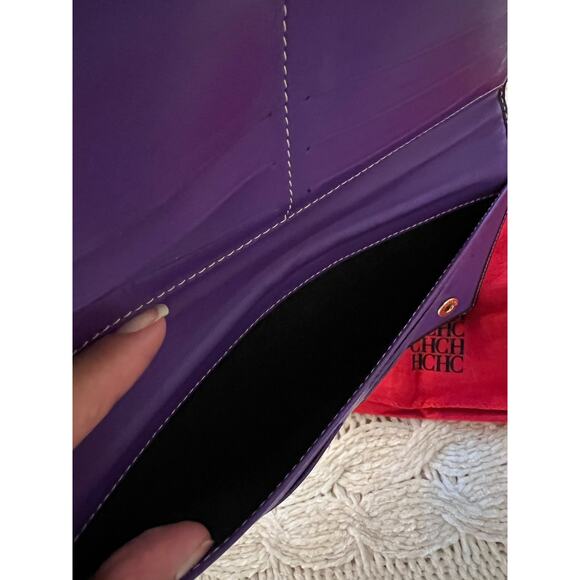 Carolina Herrera Long Leather Wallet in Dark Brown with Purple interior lining.✨ - Picture 10 of 11